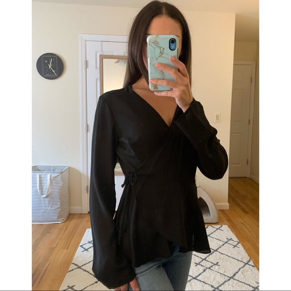 Black V Neck Blouse from Urban Outfitters - Picture 2 of 6